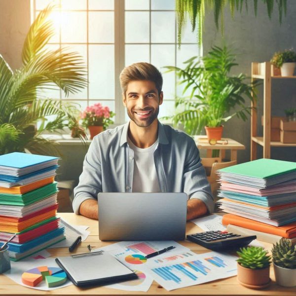 How to do bookkeeping at a desk.