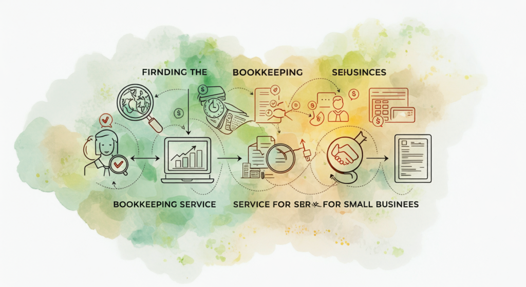 Finding the best bookkeeping for your small business, water color diagram.