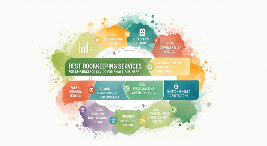 Another watercolor graphic of finding the best bookkeeping service for your business.